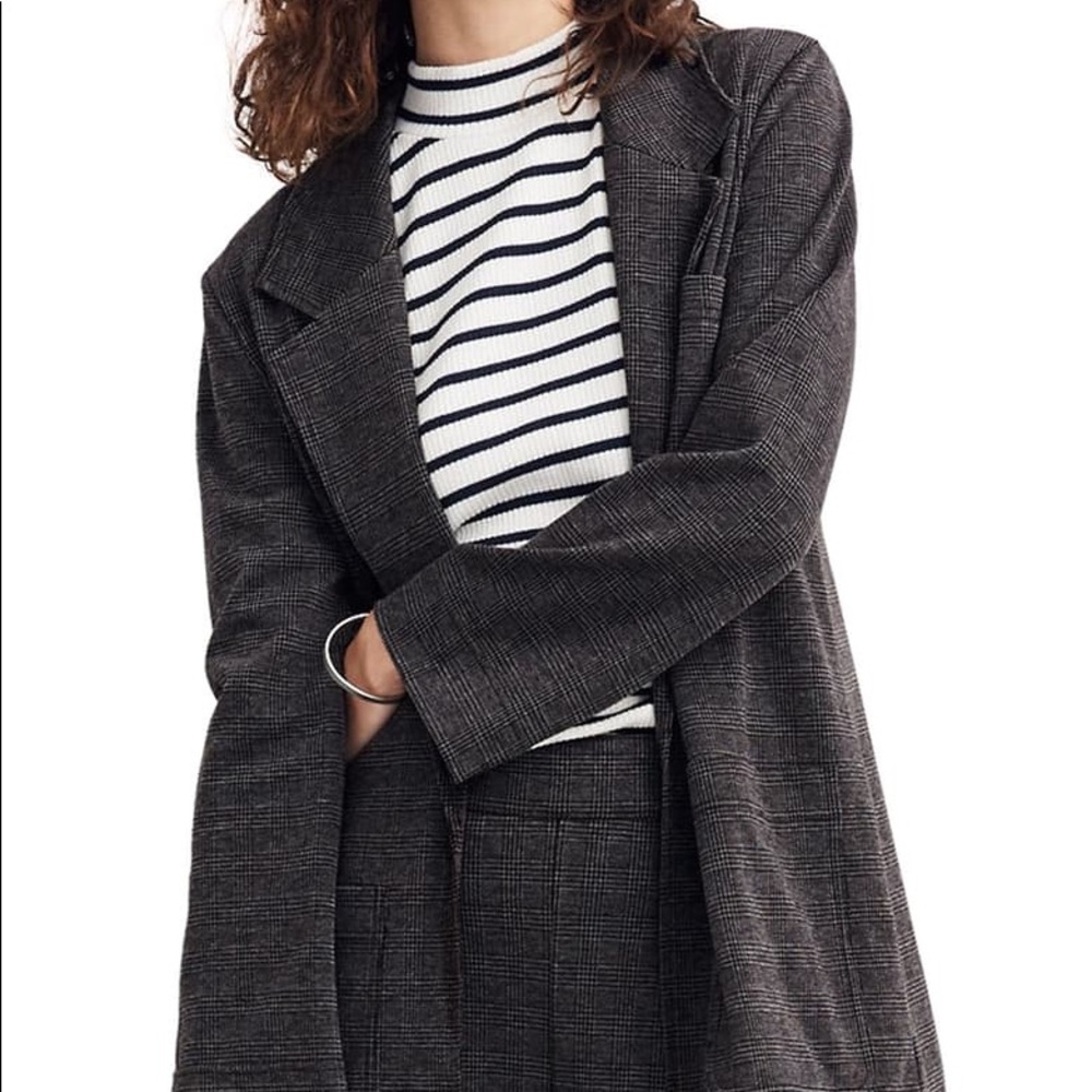 Madewell Oversized Knit Blazer in Glen Plaid XS